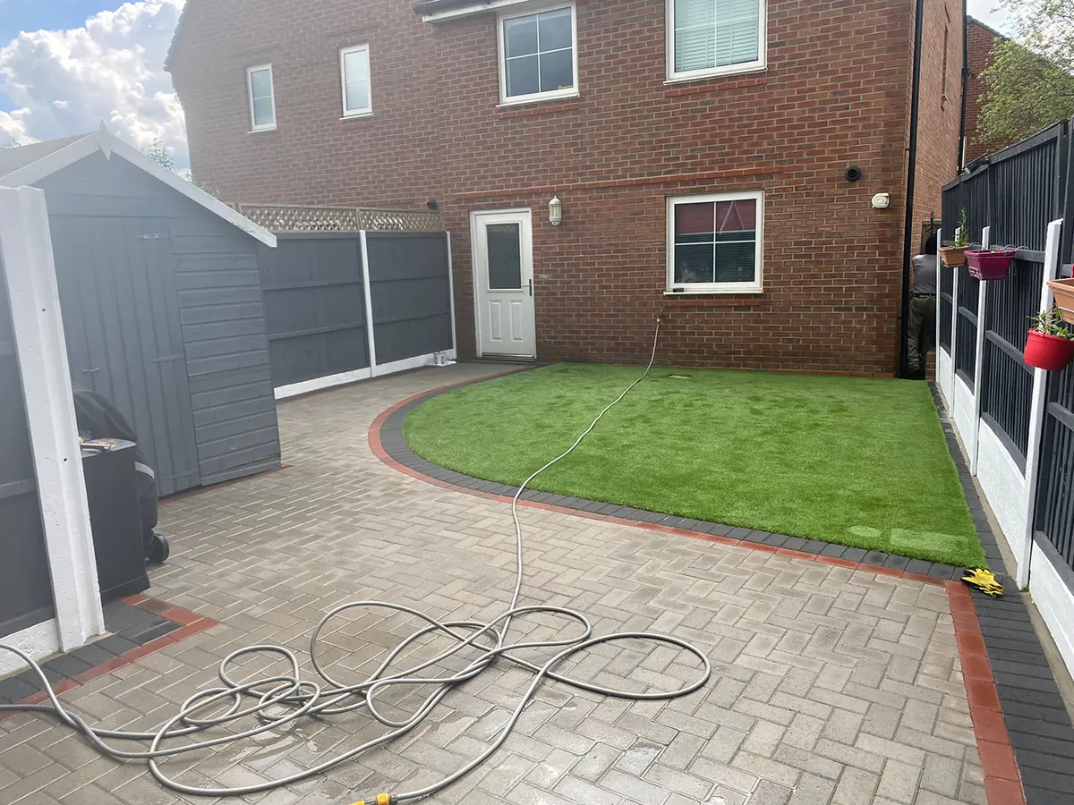 Artificial Grass & Block Paving Path Artificial Grass & Block Paving Path