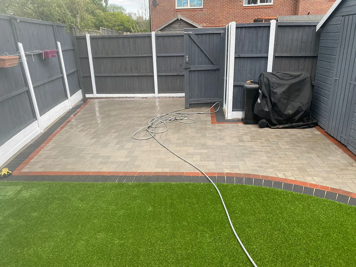 Artificial Grass & Block Paving Path Artificial Grass & Block Paving Path