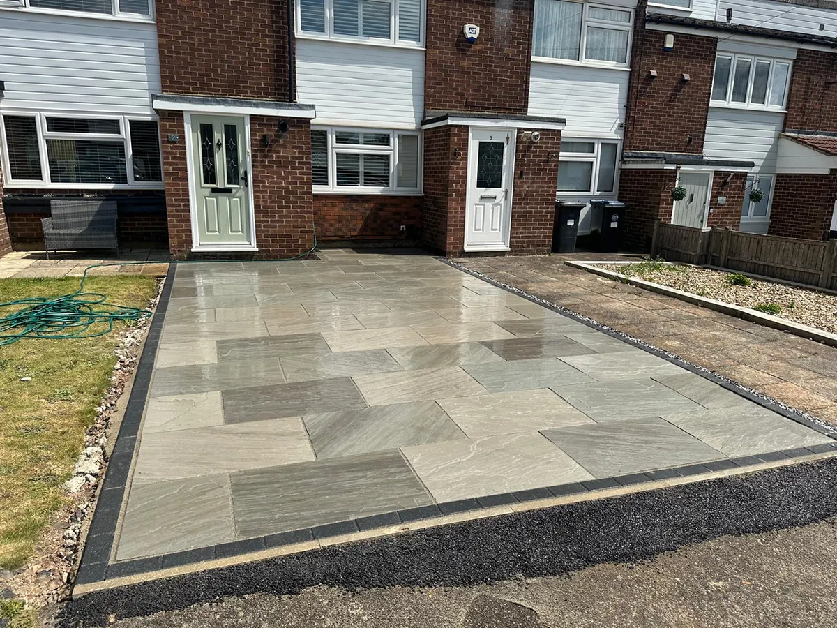 Kandla Grey Indian Sandstone Patio Installation