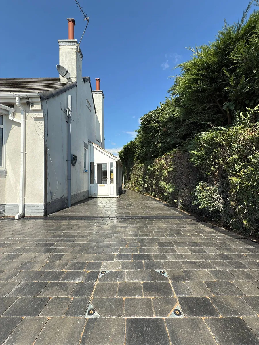 Completed Marshalls Drivesett Tegula block paving driveway installation by Pro Scapes Completed Marshalls Drivesett Tegula block paving driveway installation by Pro Scapes